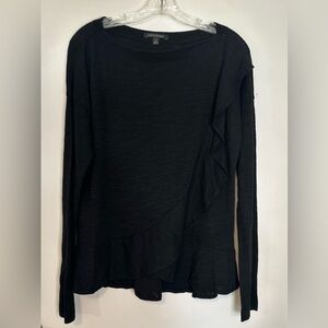 Banana Republic Black‎ Longsleeve Ruffled Front Bottom Cotton Modal Size Small